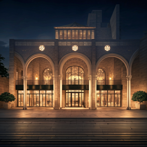 Luxury hotel exterior at dusk